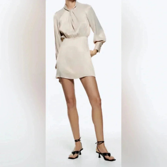 Zara Silky Satin Effect Knotted Dress - Picture 1 of 12